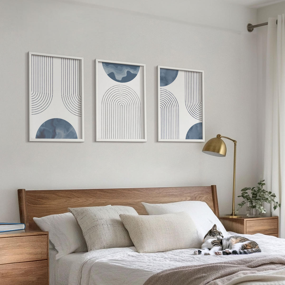 WANDBILDER 3er-Set - 40x60 cm Weißer Rahmen - Abstrakte blaue Muster - Weiß, Kunststoff (40/60cm) - ArtPrintCave