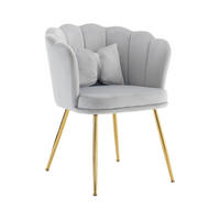 SESSEL aus Samt 63×58×77 mit vergoldete Beine, grau - Grau, Textil (58/77/63cm) - Luhomfu