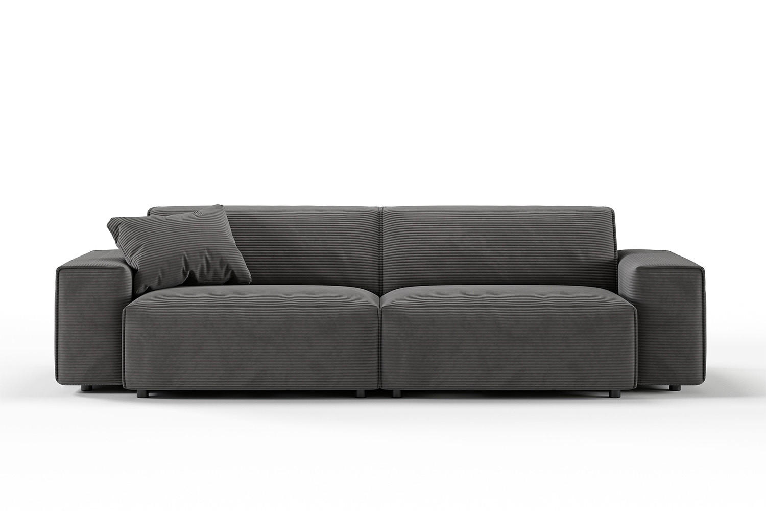 SOFA RANI Grau Cord - Dunkelgrau/Schwarz, Kunststoff/Textil (256/71/101cm) - KAWOLA