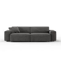 SOFA RANI Grau Cord - Dunkelgrau/Schwarz, Kunststoff/Textil (256/71/101cm) - KAWOLA