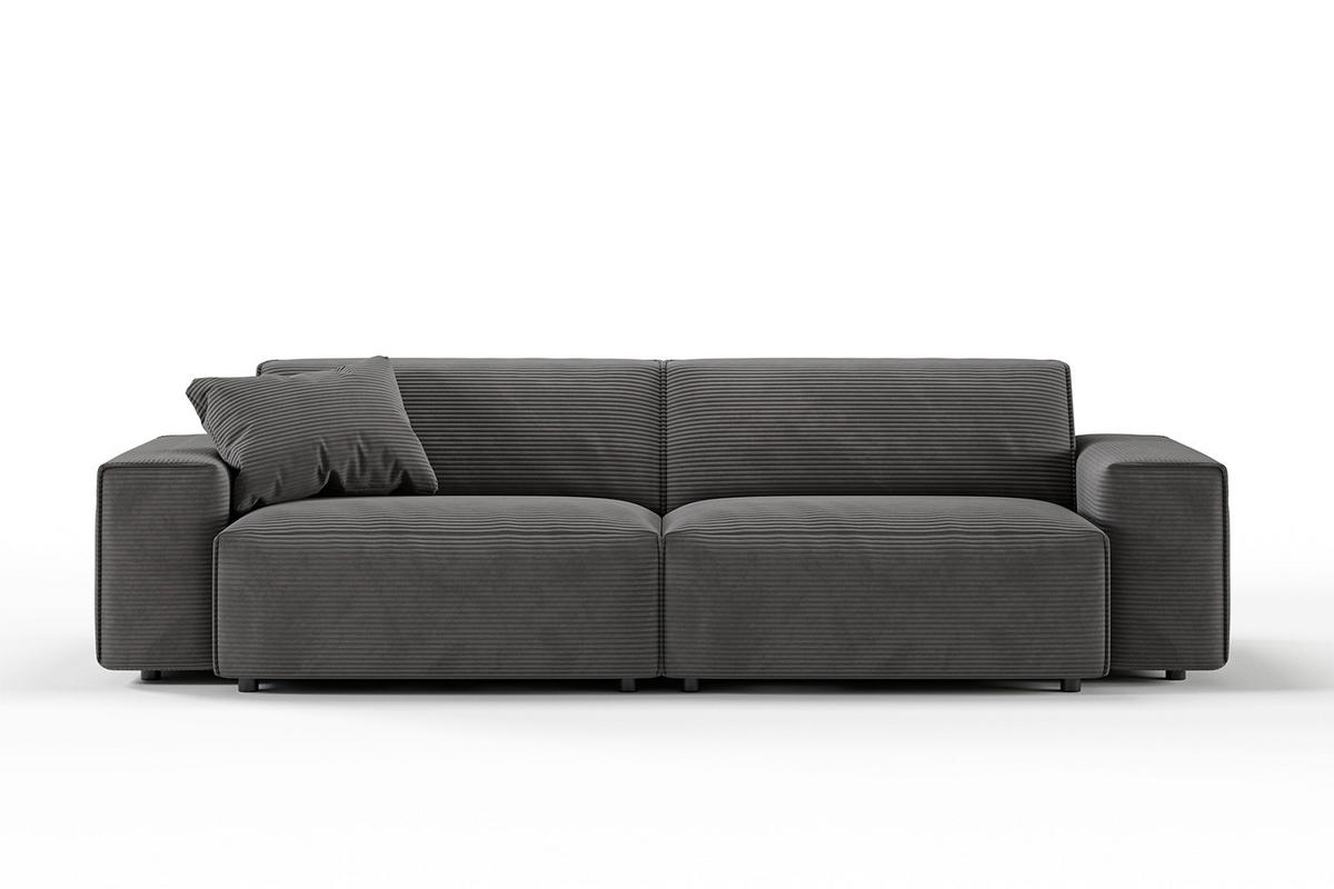 SOFA RANI Grau Cord - Dunkelgrau/Schwarz, Kunststoff/Textil (256/71/101cm) - KAWOLA