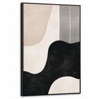 LEINWAND Bilder mit Rahmen - Abstrakt - Japandi - Beige - Modern - 60x90 - Schwarz, Textil (60/90cm) - MuchoWow