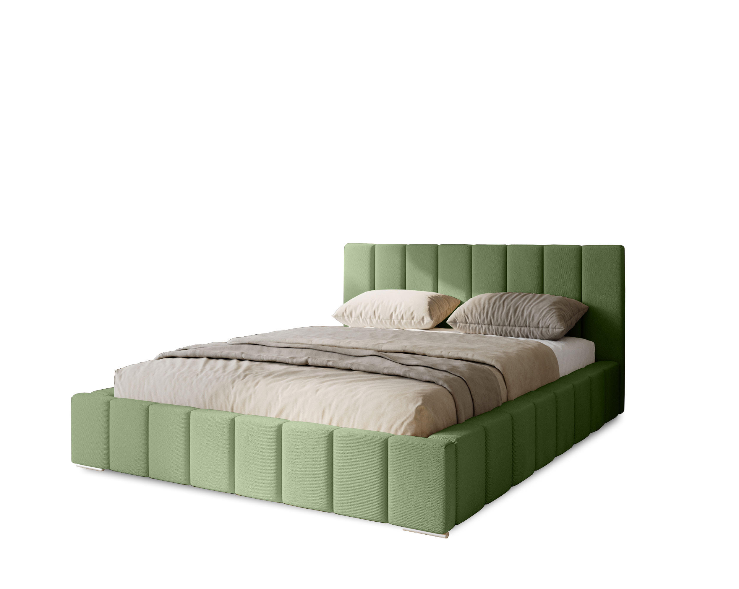 POLSTERBETT Menos 200x200 cm, Doppelbett mit Bettkasten, Lattenrost und Matratze, Velourstoff: Grün - Grün, Holz/Textil (200/200cm) - Marpur