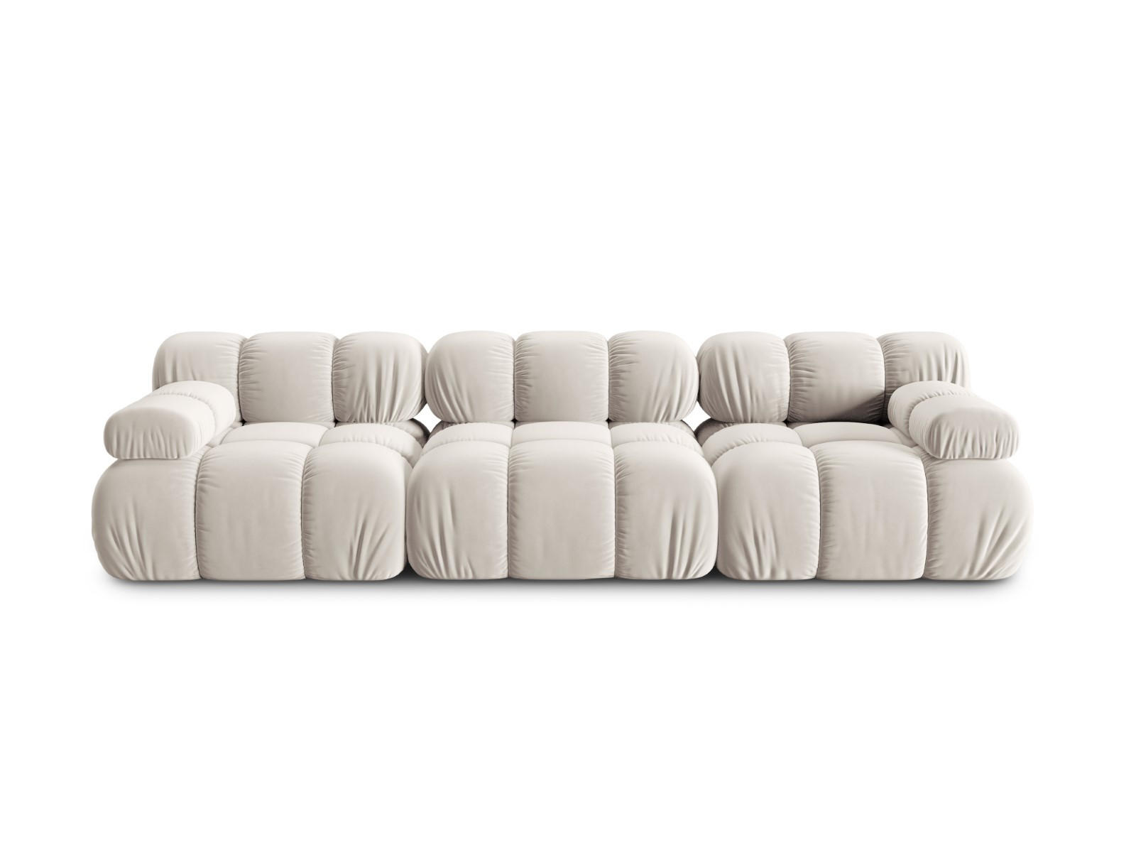 MODULARES-SOFA Bellis aus Samt leichtes beige 3 Sitzplätze - Creme, Textil (94/63/282cm) - Micadoni