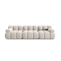 MODULARES-SOFA Bellis aus Samt leichtes beige 3 Sitzplätze - Creme, Textil (94/63/282cm) - Micadoni