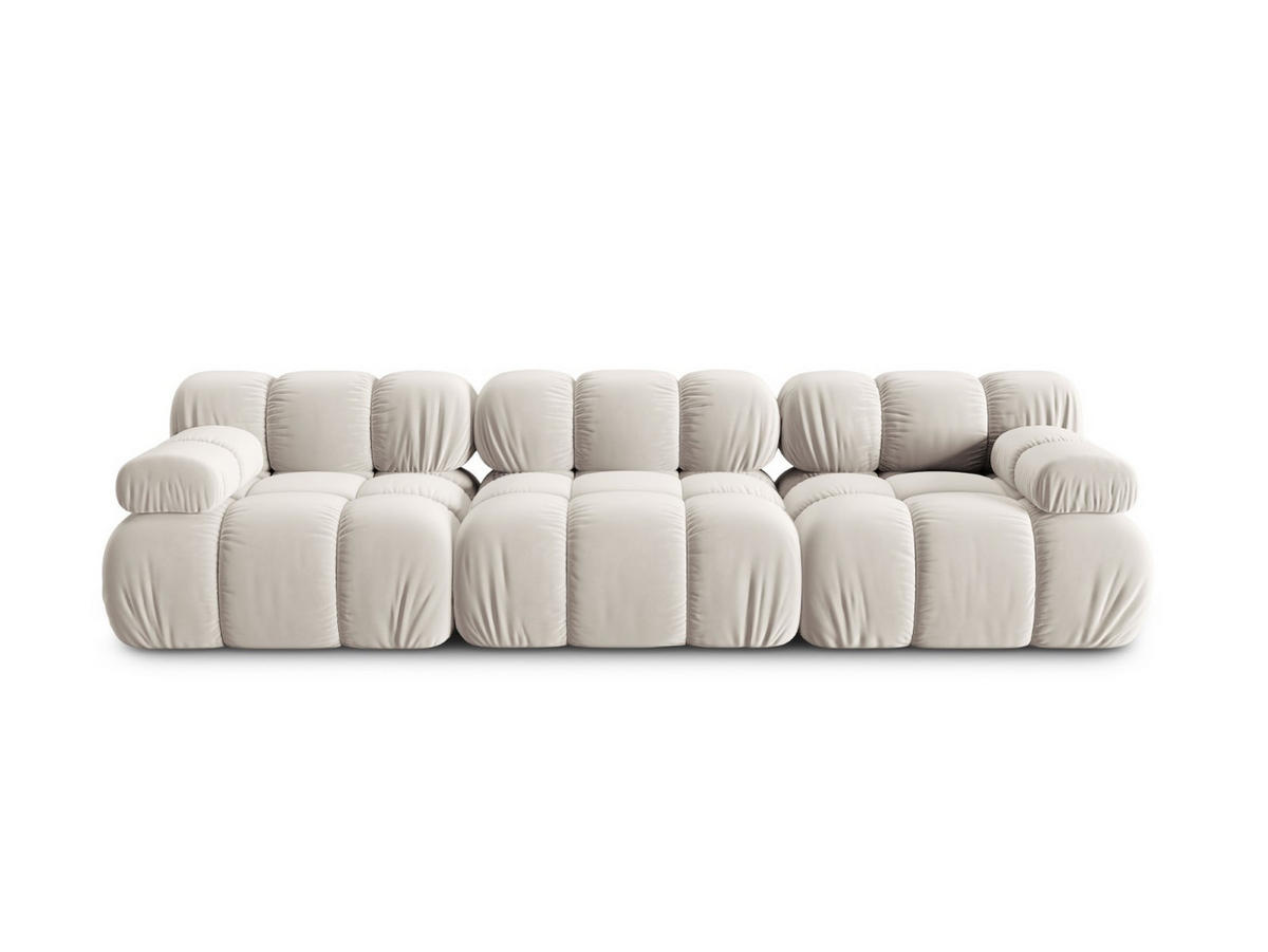 MODULARES-SOFA Bellis aus Samt leichtes beige 3 Sitzplätze - Creme, Textil (94/63/282cm) - Micadoni