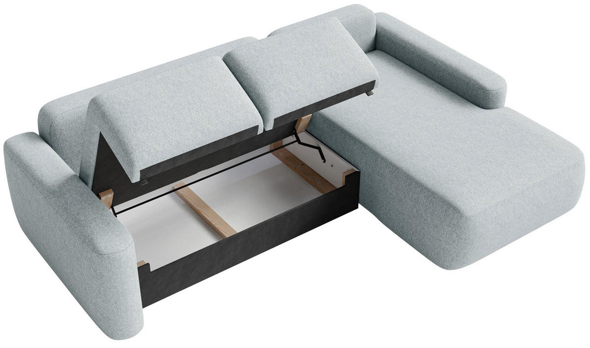 ECKSOFA Carnos Mini Grau Chenille - Schwarz/Grau, Kunststoff/Textil (164/238cm) - Selsey