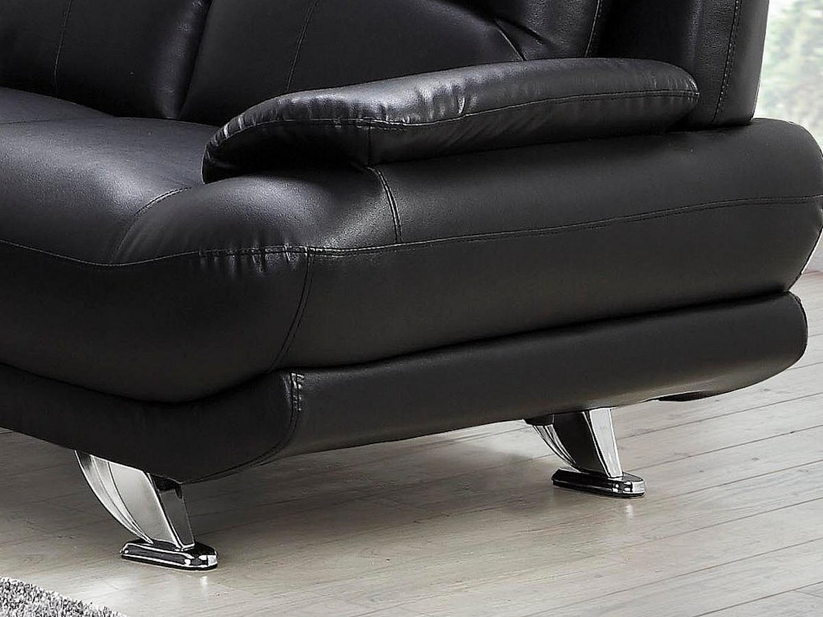 SOFA ohne Schlafmöglichkeit - -Sitzer - Kunstleder - Schwarz - - Schwarz, Leder (150/89/91cm) - Vente-Unique