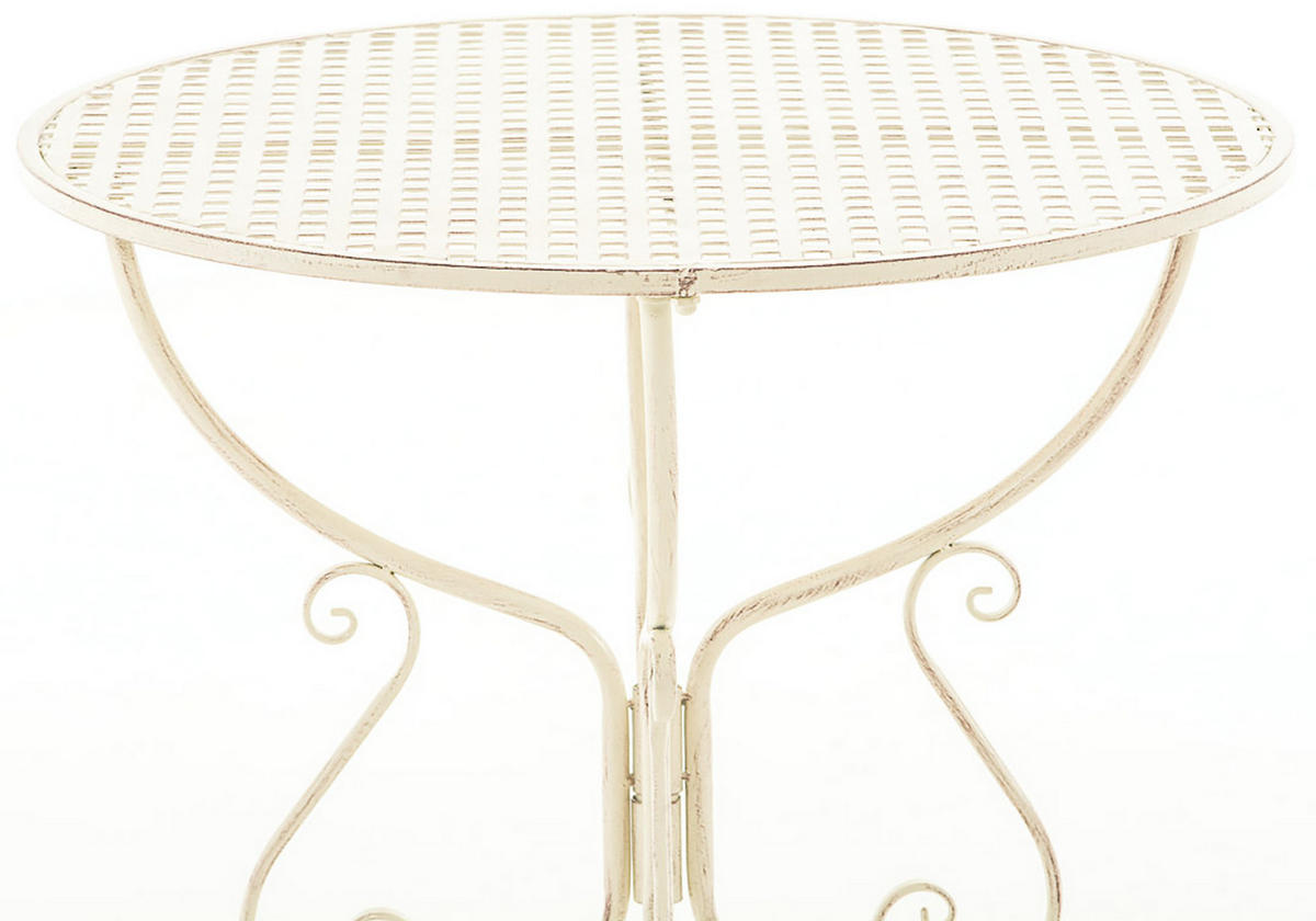 GARTENBEISTELLTISCH rund Ø70 cm Metall antik-creme - Creme, Metall (70/70/74cm) - CLP
