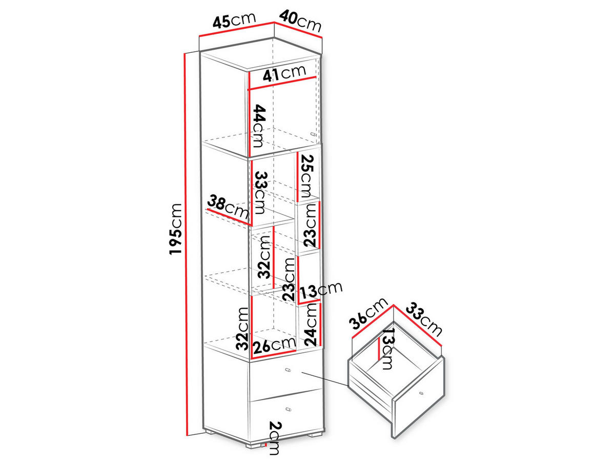 REGAL Oro OR03 - Schwarz/Naturfarben, Holzwerkstoff/Kunststoff (40/195/45cm) - MIRJAN24