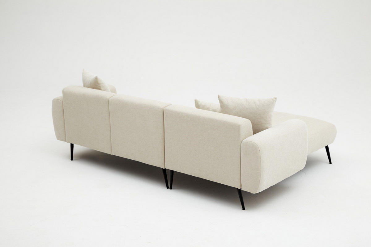 ECKSOFA beidseitig montierbar, Bouclé-Design - Beige/Creme, Holz/Textil (252/158cm) - myHomelando