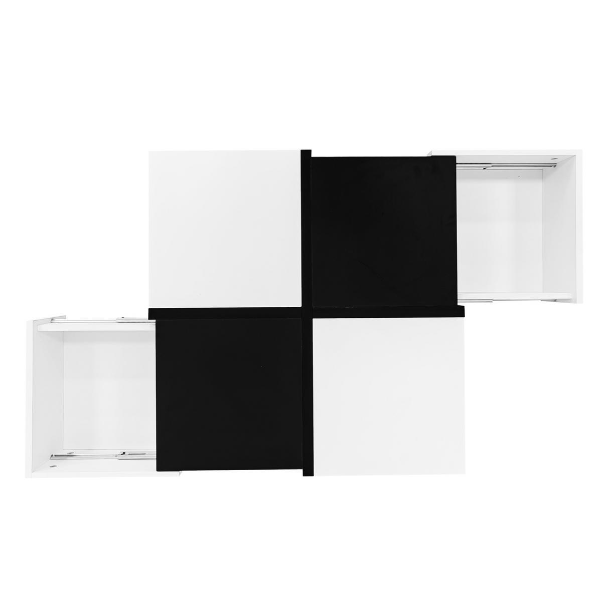COUCHTISCH 70/70/35,5 cm schwarz-weiß mit 2 Schubladen - Schwarz, Holzwerkstoff (70/70/35.5cm) - OKWISH