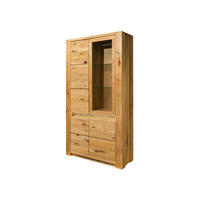 VITRINE Wildeiche 113x40x205 natur geölt KENT #102 - Braun, Holz (113/205/40cm) - Massivmoebel24