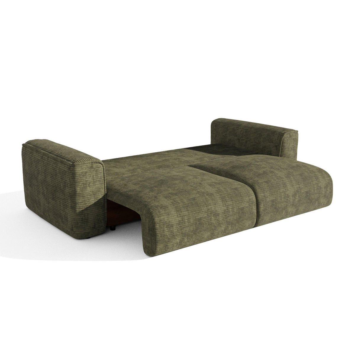 SCHLAFSOFA mit Stauraum COMO Cord Olivgrün 254cm - Olivgrün/Grün, Textil (254/78/95cm) - Premium Interiors