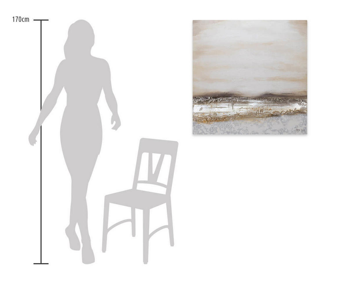 ÖLGEMÄLDE 80/80 cm - Beige, Holz/Textil (1.46/80cm) - KUNSTLOFT