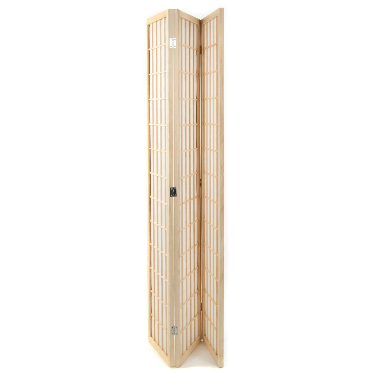 RAUMTEILER Canva 3-tlg. Holz, Reispapier - Hellbraun, Holz (120/170/3cm) - DESIGN DELIGHTS