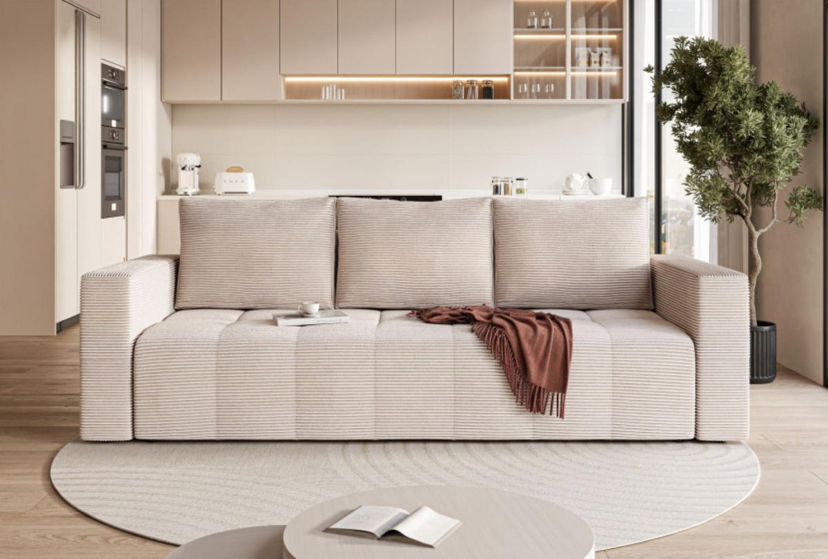 SOFA Beige LAG Mit Schlaffunktion - Beige, Textil (233/90/94cm) - Sepro Meble