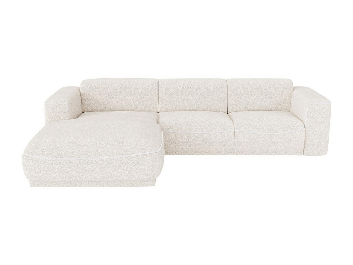 ECKSOFA - Ecke links - Bouclé-Stoff - Elfenbeinfarben - BLIMORO - Weiß, Textil (290/160cm) - Vente-Unique