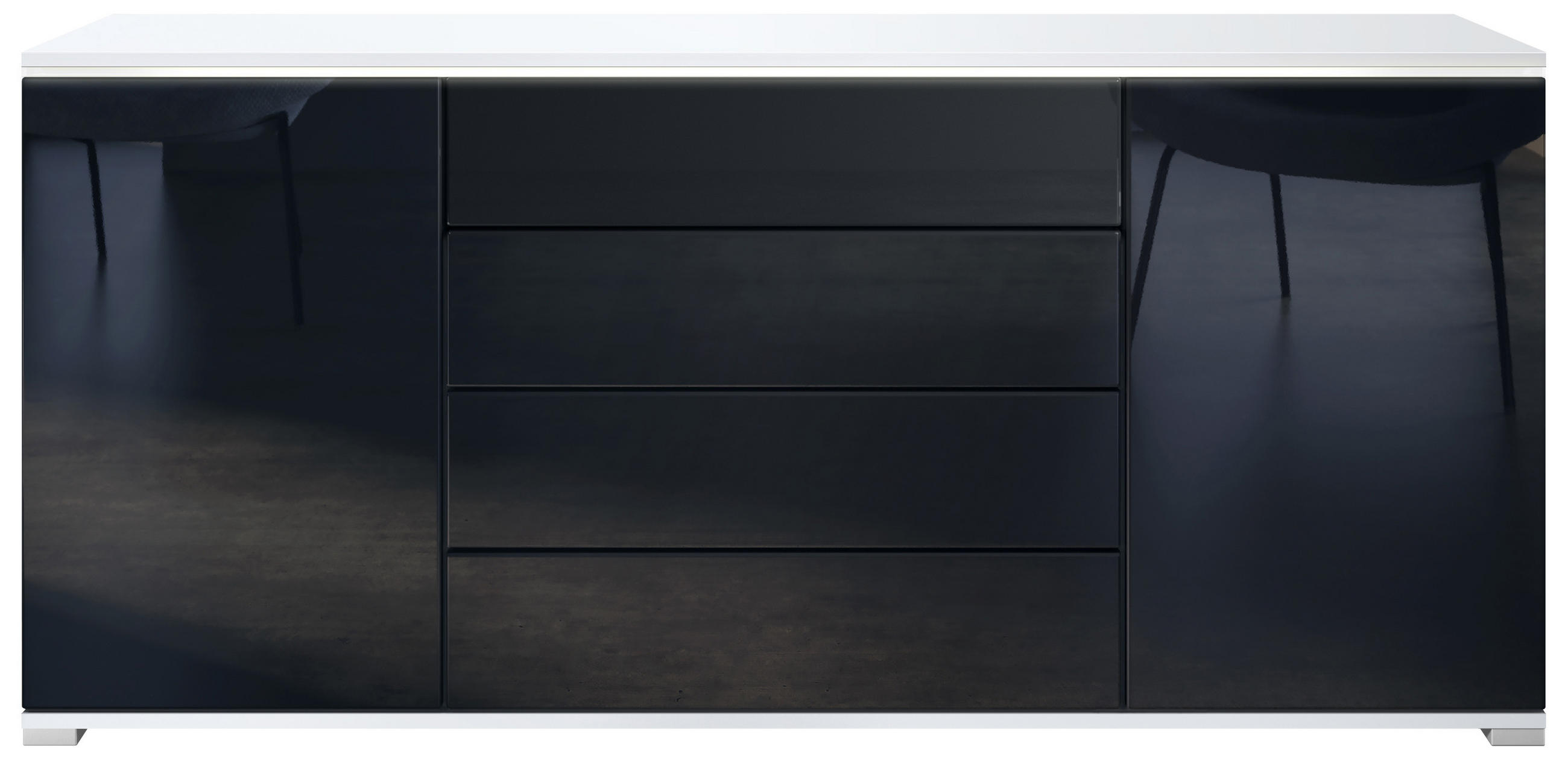 Vladon Sideboard Schwarz Hochglanz 166.5x75.5x35 cm