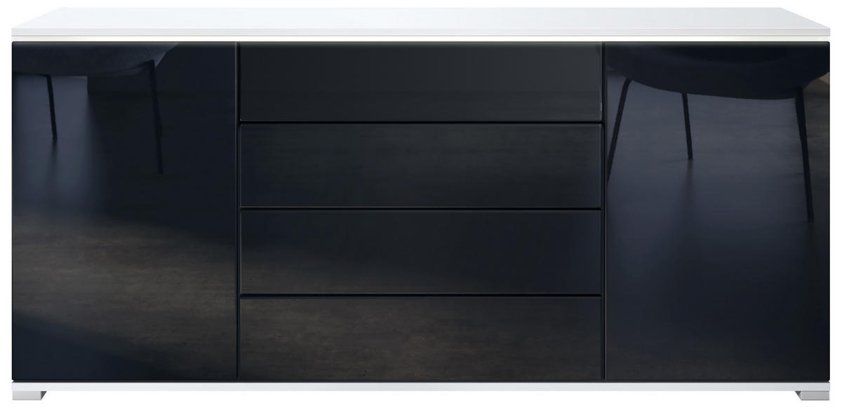 SIDEBOARD Faro Schwarz Hochglanz - Schwarz Hochglanz, Holzwerkstoff (166.5/75.5/35cm) - Vladon