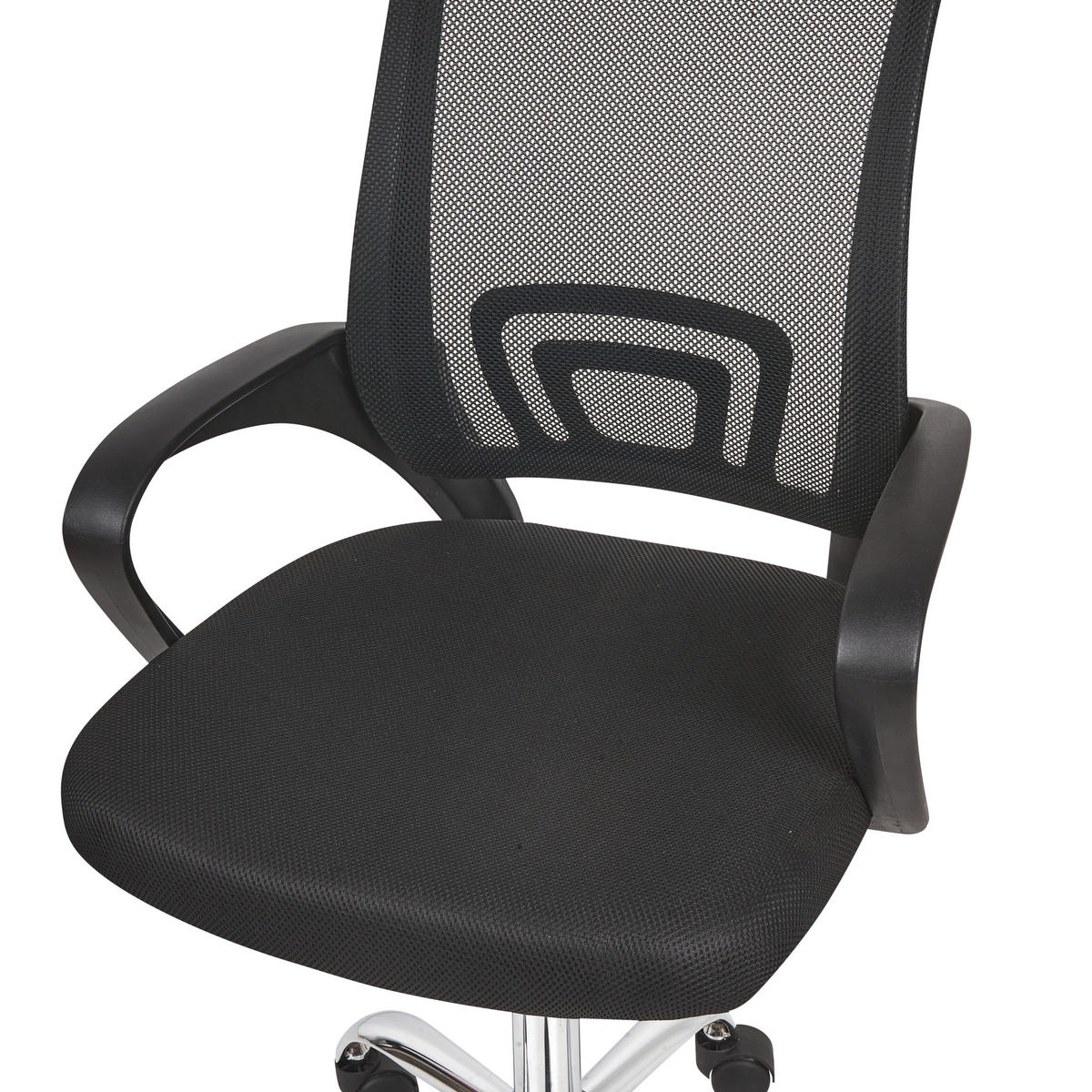 BÜROSTUHL Schwarz Solid - Silberfarben/Schwarz, Textil (60/88/60cm) - Beliani