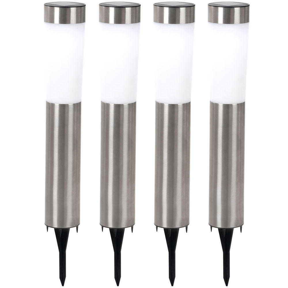 LED AUSSENLEUCHTE Edelstahl Silber 4er Set - Silberfarben, Metall (7.5/7.5/56cm) - Globo Lighting