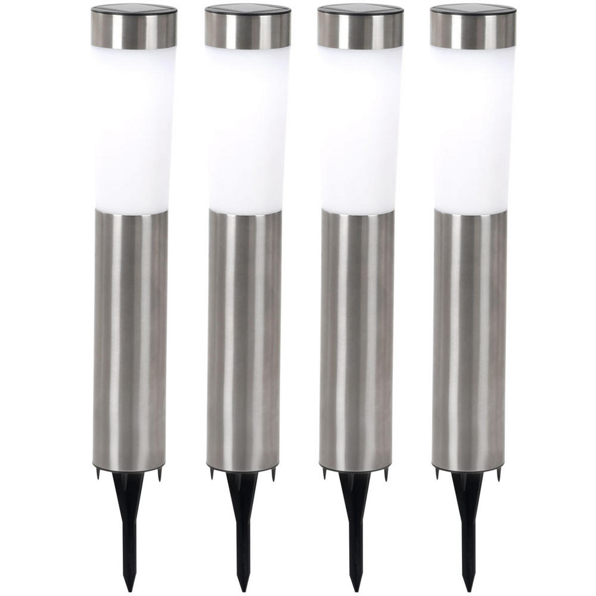 LED AUSSENLEUCHTE Edelstahl Silber 4er Set - Silberfarben, Metall (7.5/7.5/56cm) - Globo Lighting