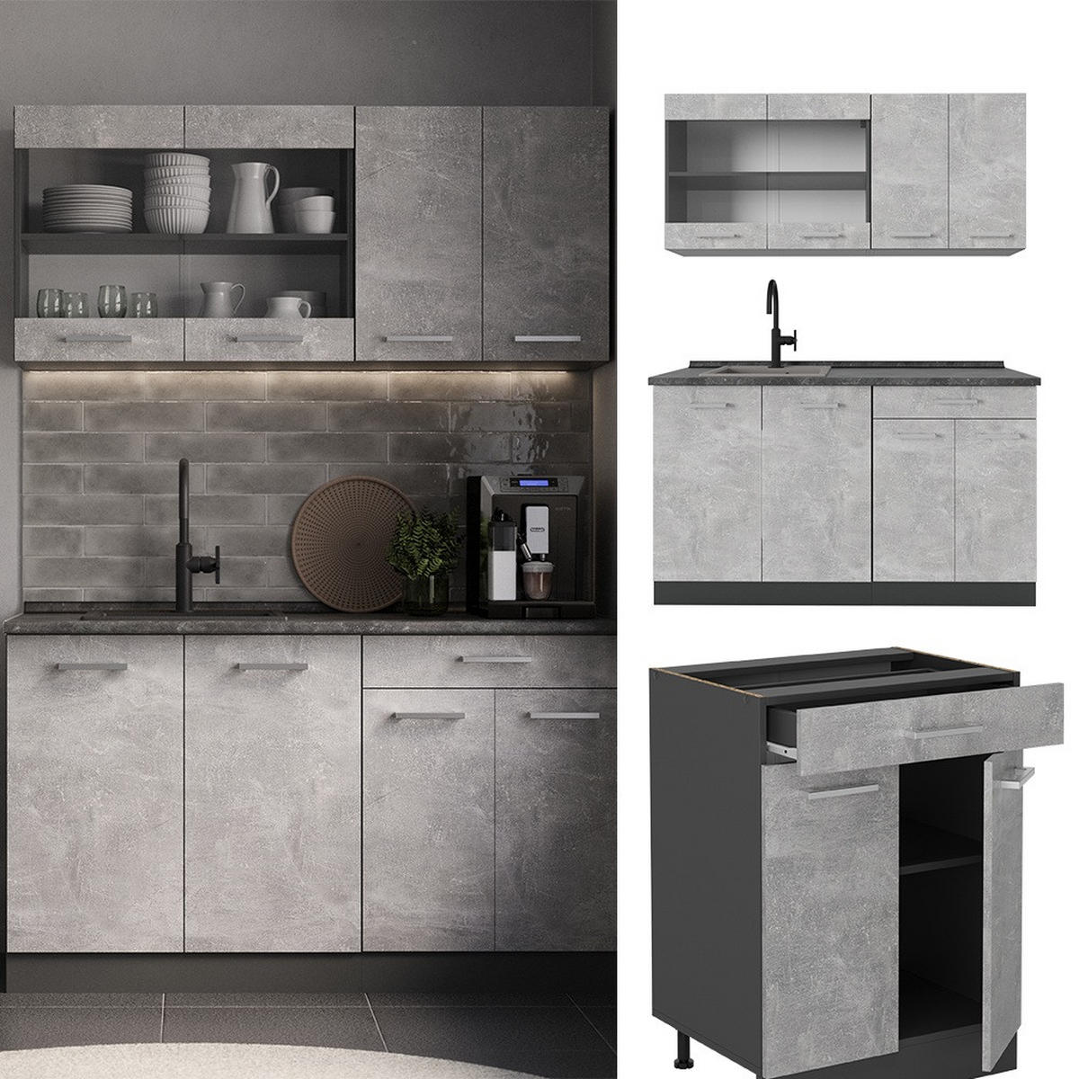 Anthrazit/Grau, Holzwerkstoff (140/81.6/60cm) - Vicco