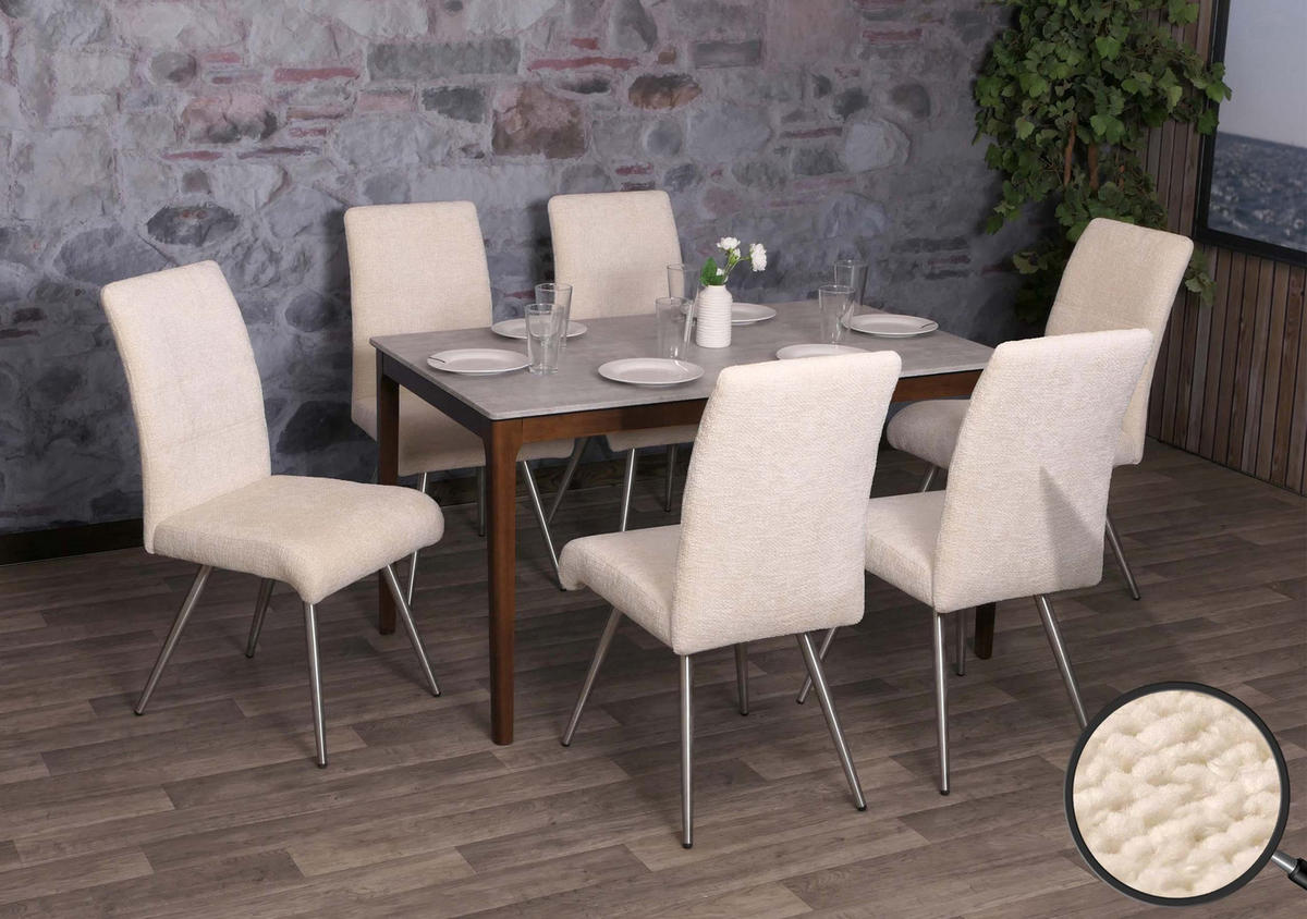 ESSZIMMERSTUHL Cremeweiß 6er-Set - Weiß, Textil (68/97/64cm) - MCW
