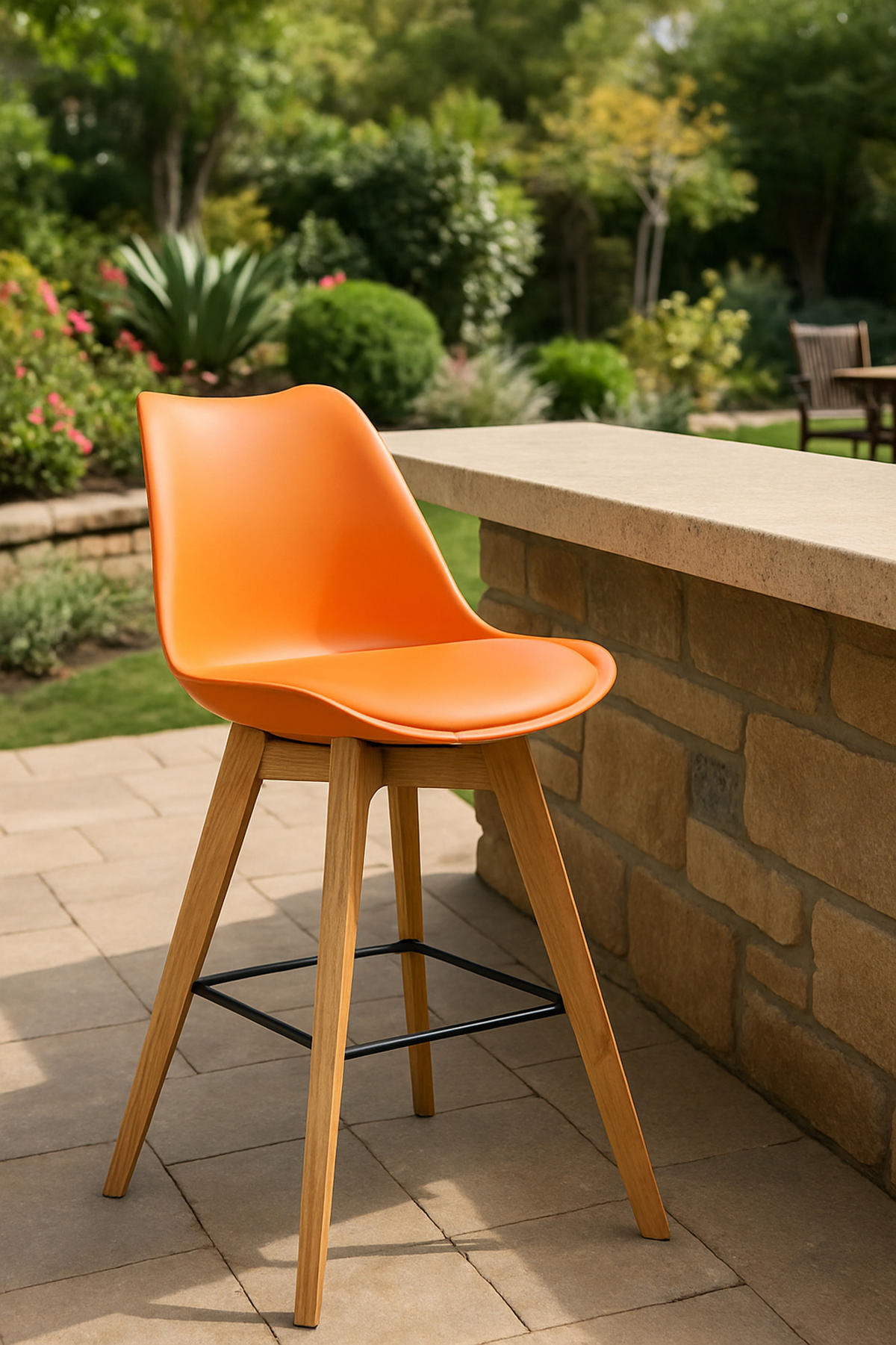 BARHOCKER 2er Set Meta Kunststoff natura orange - Orange, Holz/Kunststoff (48/112/56cm) - TPFLiving
