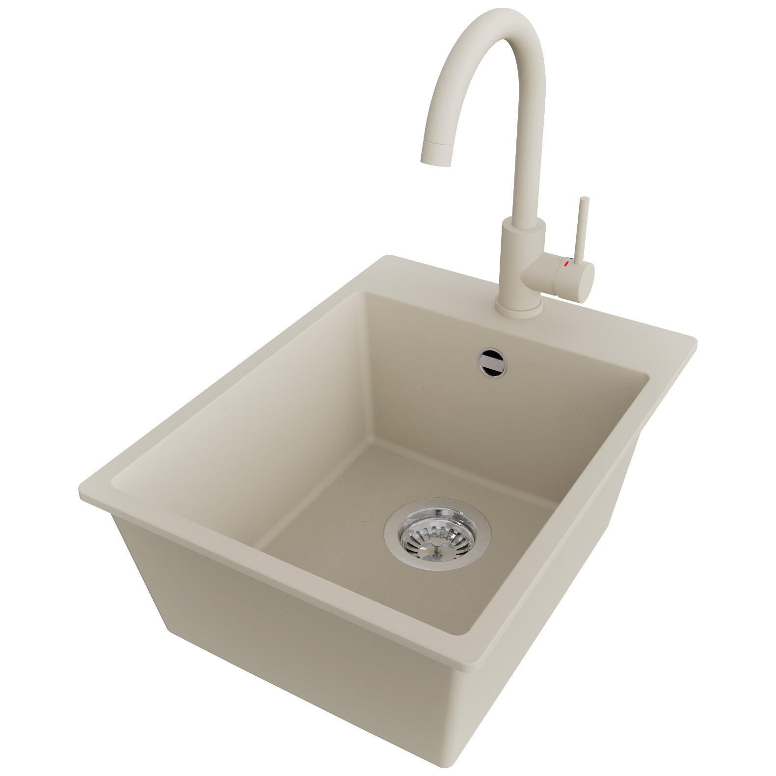 Primagran Granitspüle Beige, Chrom, Beige 38x20x50 cm