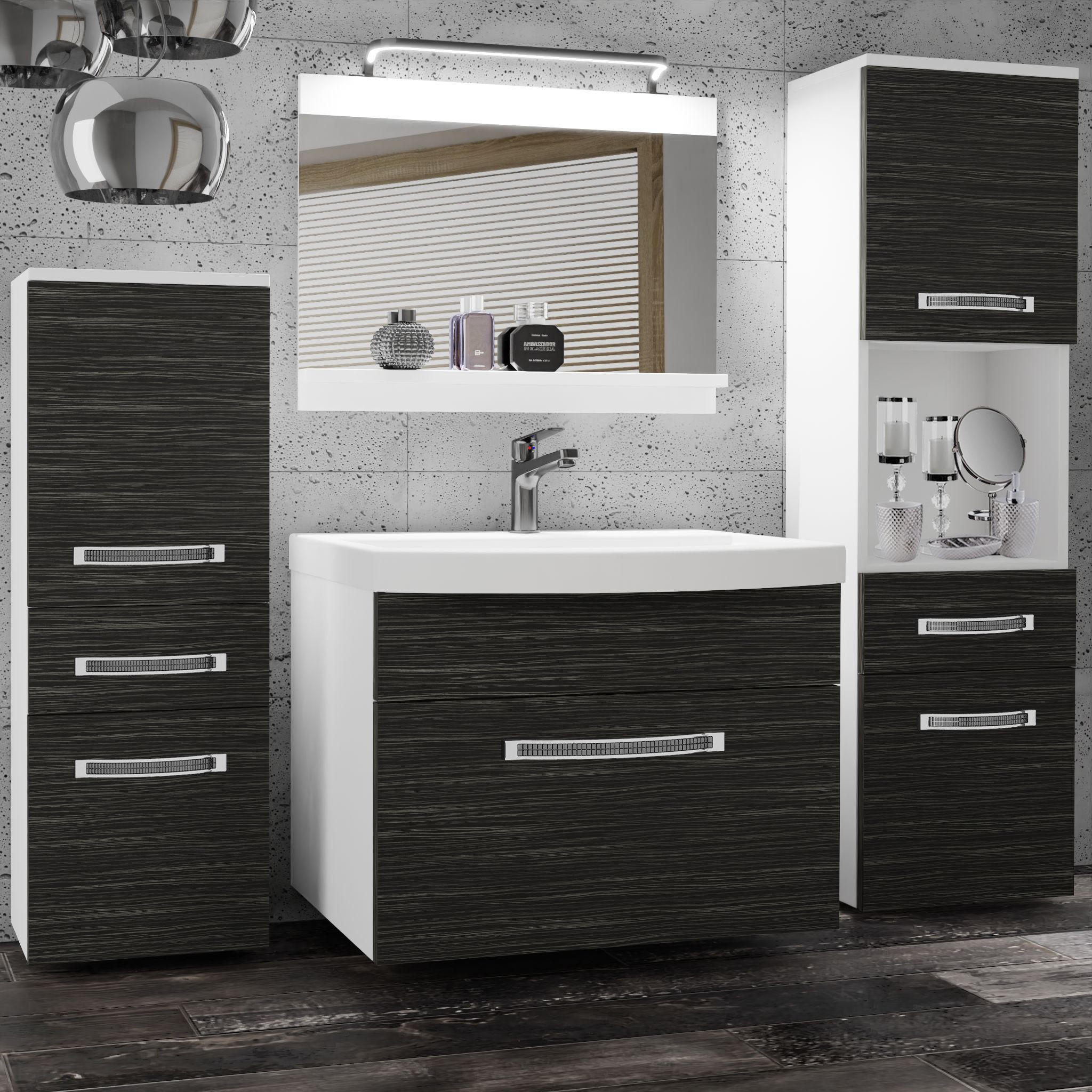 BADMÖBEL Badezimmer Königliches Ebenholz Matt - Braun, Holz (140/113/40cm) - B BELINI GROUP