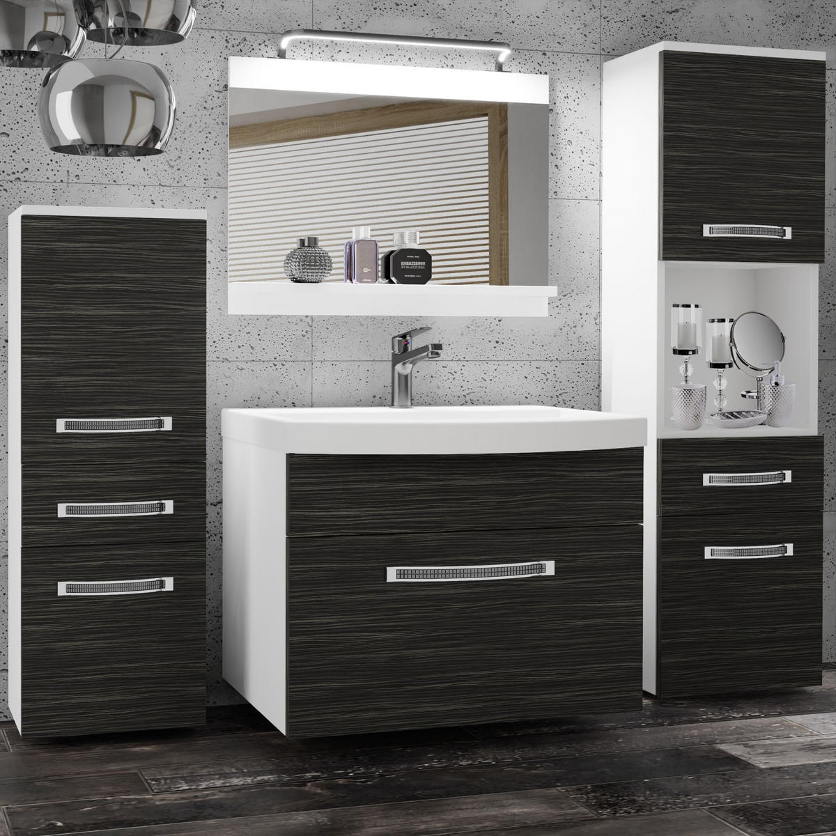 BADMÖBEL Badezimmer Königliches Ebenholz Matt - Braun, Holz (140/113/40cm) - B BELINI GROUP