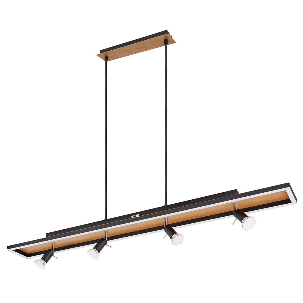 LED HÄNGELEUCHTE Metall Schwarz Holzoptik - Schwarz, Metall (116/12/120cm) - Globo Lighting
