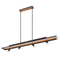 LED HÄNGELEUCHTE Metall Schwarz Holzoptik - Schwarz, Metall (116/12/120cm) - Globo Lighting