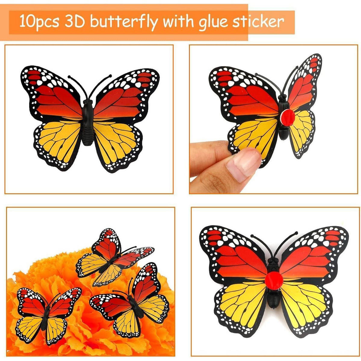 DEKO-SET Künstliche Ringelblumen & Schmetterlinge 40-teilig - Orange, Kunststoff (2cm)