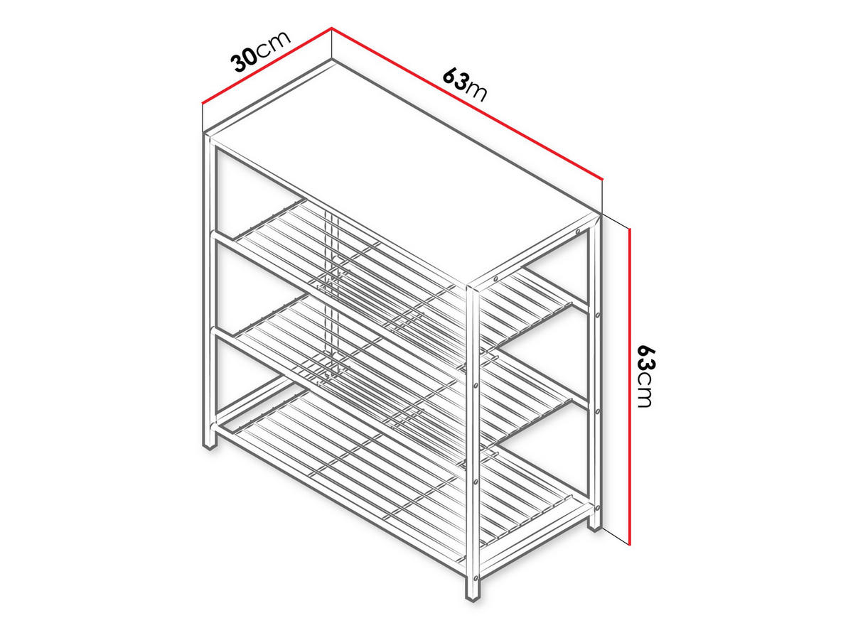 SCHUHREGAL Stonzi - Eschefarben/Schwarz, Metall (63/63/30cm) - MIRJAN24
