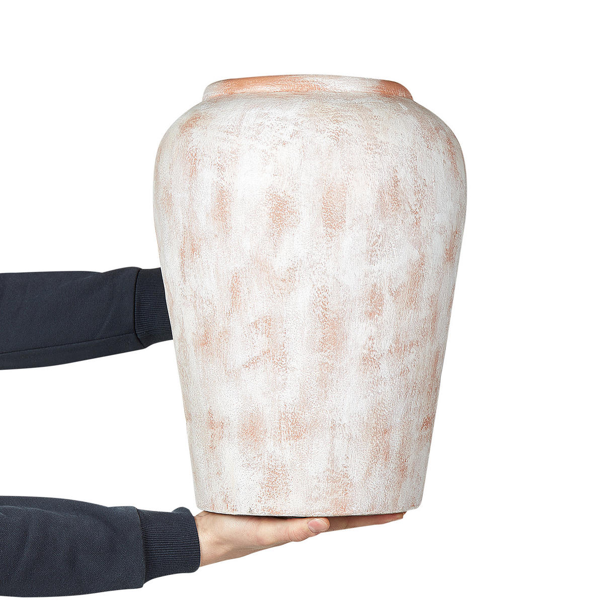 DEKOVASE Terrakotta weiß Miri - Weiß, Stein (42cm) - Beliani