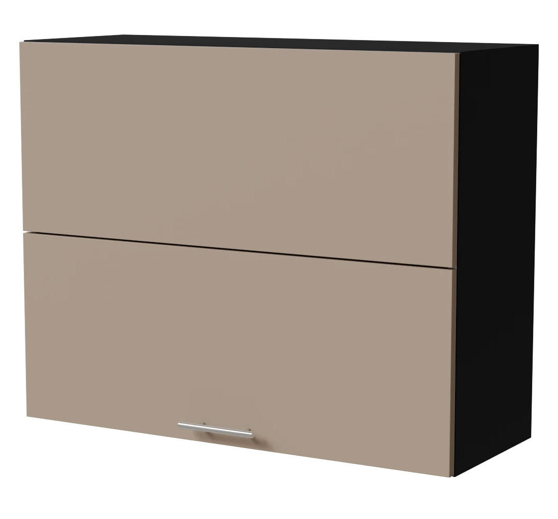 KLAPPHÄNGESCHRANK Brerra W8B/90-AV Schwarz / RAL 1019 graubeige Matt 90 / 32,5 / 72cm - Graubraun/Schwarz, Holz/Holzwerkstoff (90/72/32.5cm) - Feldmann-Wohnen