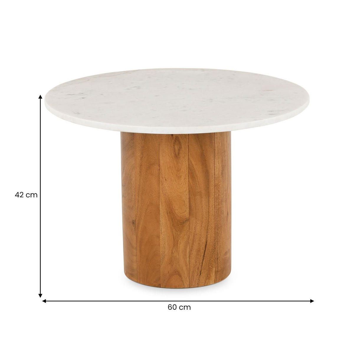 COUCHTISCH YAMUNA - Weiß/Naturfarben, Naturmaterialien/Holz (60/60/42cm) - IDIMEX