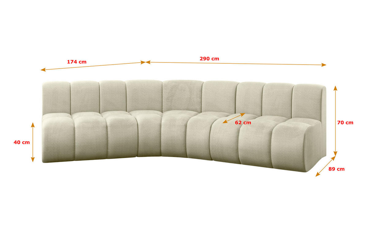 ECKSOFA modulares Sofa Montra-L1 - 290x174x70 cm Beige - Beige, Holzwerkstoff/Textil (290/174cm) - ALTDECOR