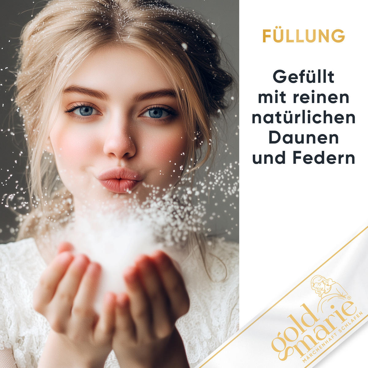 DAUNENKOPFKISSEN GOLDIE Gänsedaunen weich - Weiß, Naturmaterialien/Textil (40/80cm) - Goldmarie 