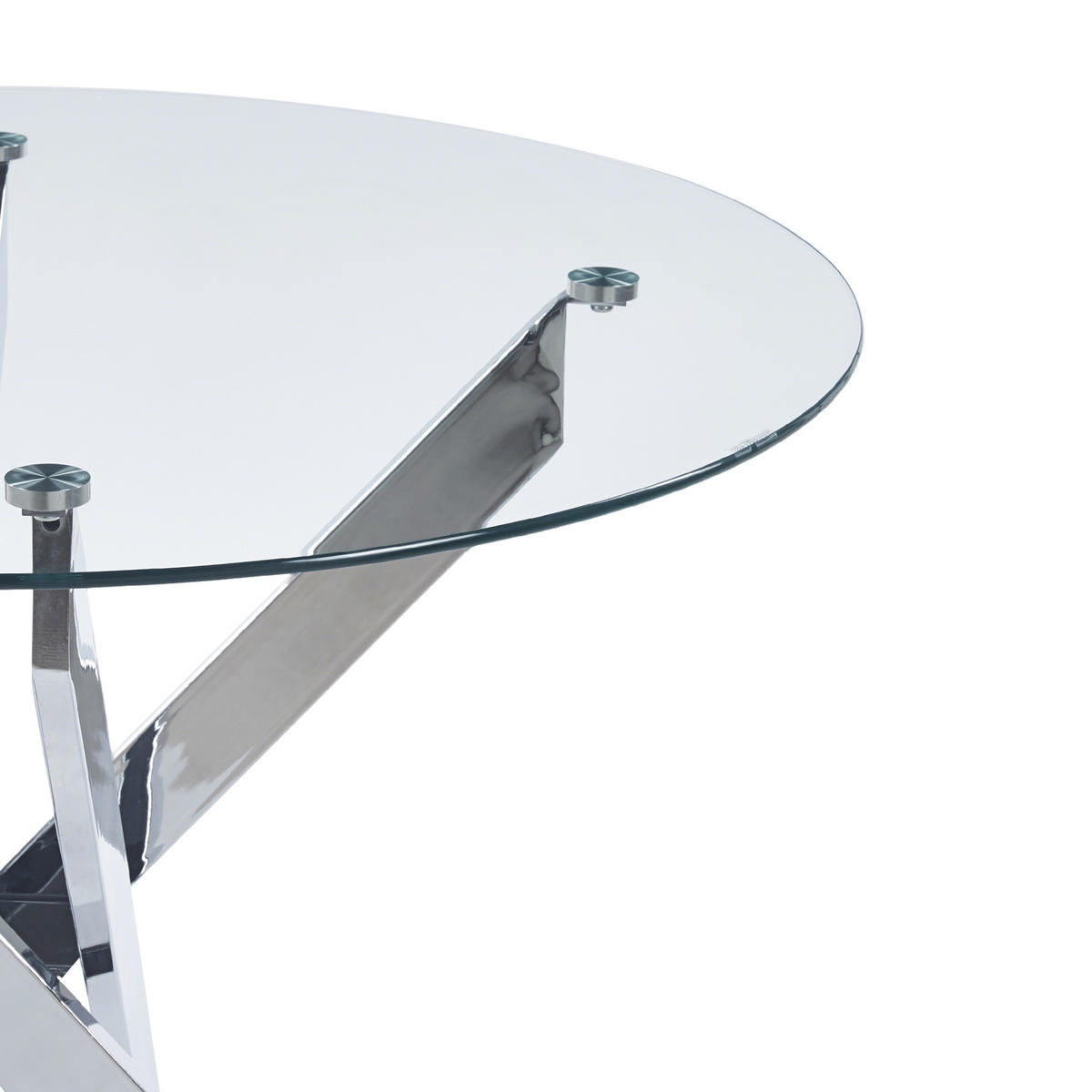 ESSTISCH 80/80/75 cm silber aus Glas und Metall mit pflegeleichter Tischplatte - Silberfarben, Metall (80/80/75cm) - OKWISH