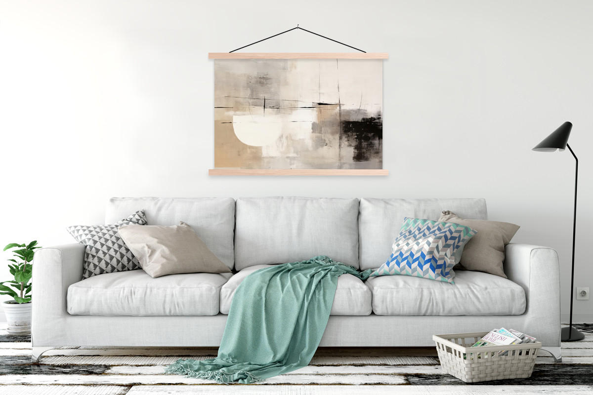 POSTER Abstrakt - Kunst - Grau 120x80 cm - Hellgrau, Textil (120/80/0.15cm) - MuchoWow