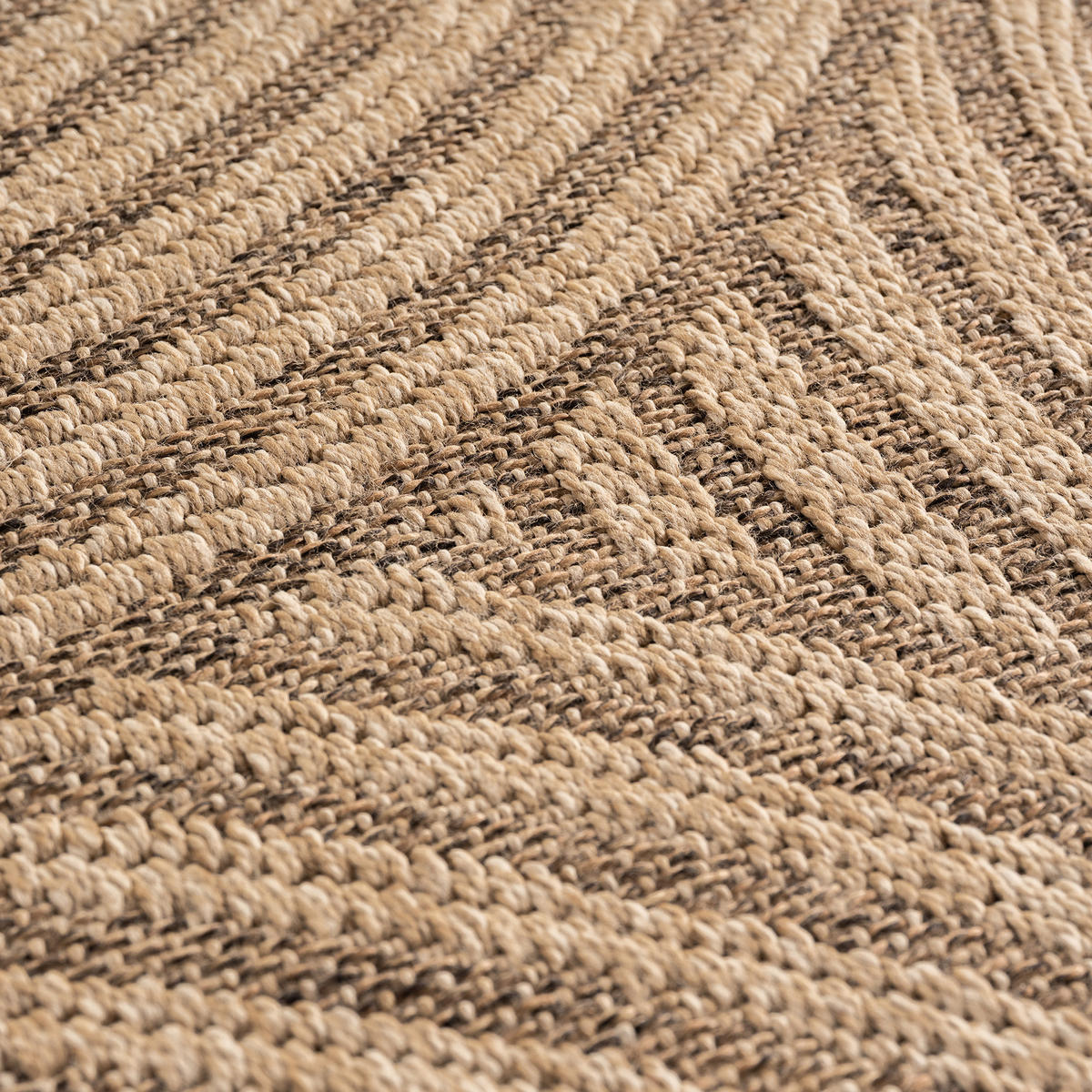 TEPPICH In-/Outdoor Jute-Optik Flachgewebe Grobe Linien Polypropylen Beige Läufer 80x250 - Beige, Textil (80/250cm) - KADIMA DESIGN