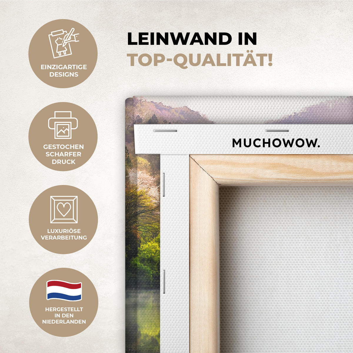 LEINWANDBILD Natur - Bäume - Berge - See - Wasser Deko Schlafzimmer 30x20 cm - Hellgrün, Textil (30/20cm) - MuchoWow