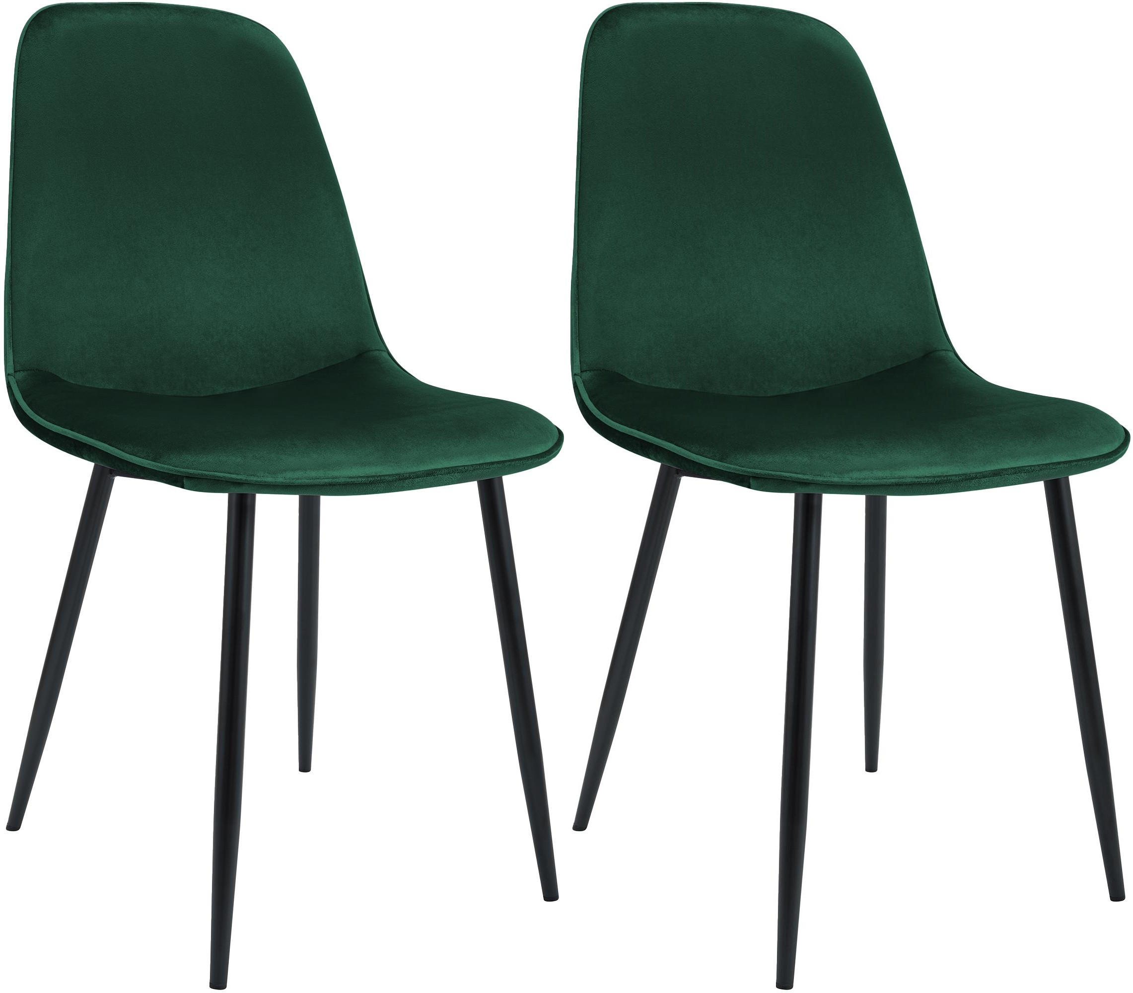 ESSZIMMERSTUHL 2er Set Samt Grün - Schwarz/Grün, Textil/Metall (45/88/54cm) - CLP