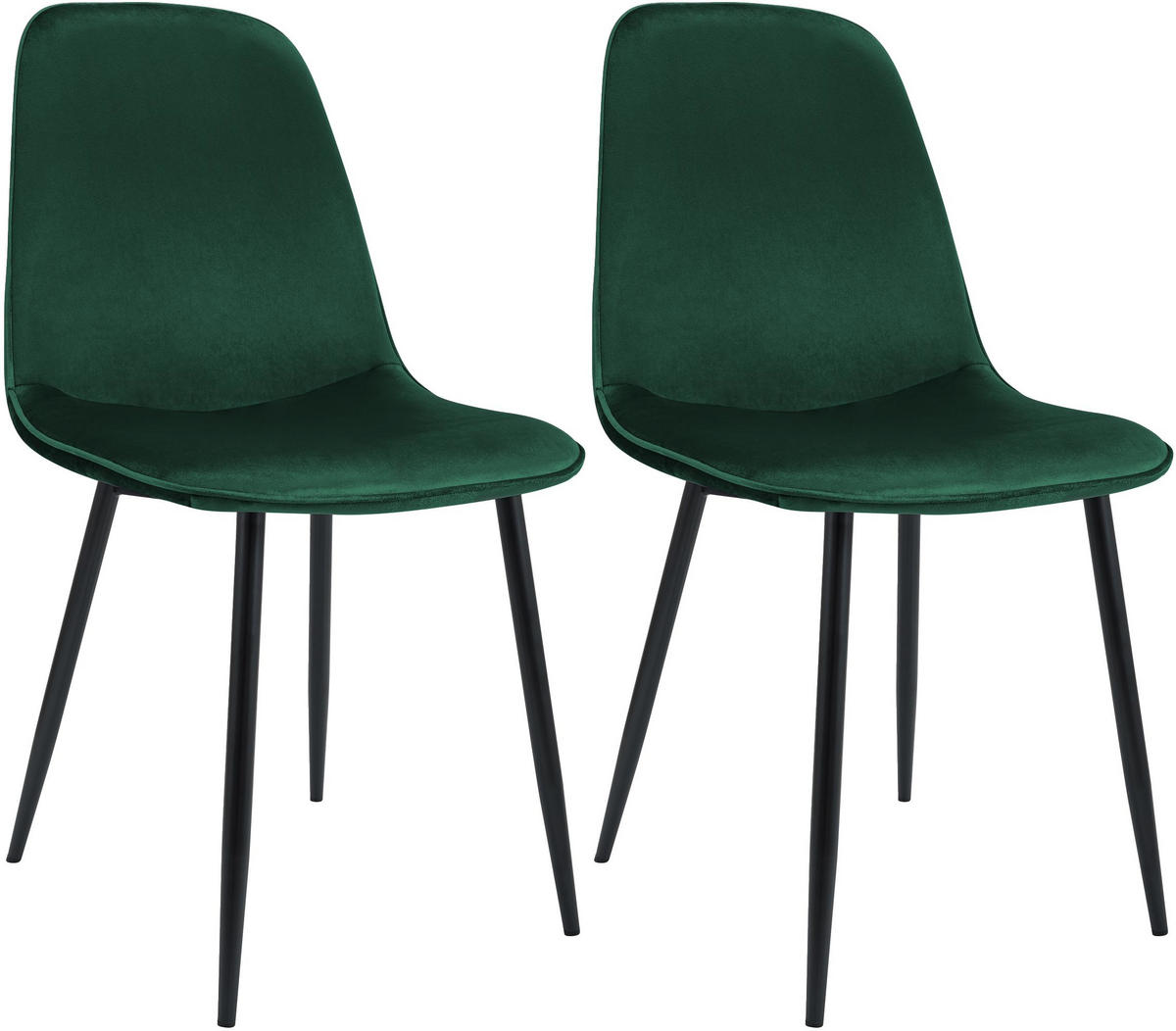 ESSZIMMERSTUHL 2er Set Samt Grün - Schwarz/Grün, Textil/Metall (45/88/54cm) - CLP