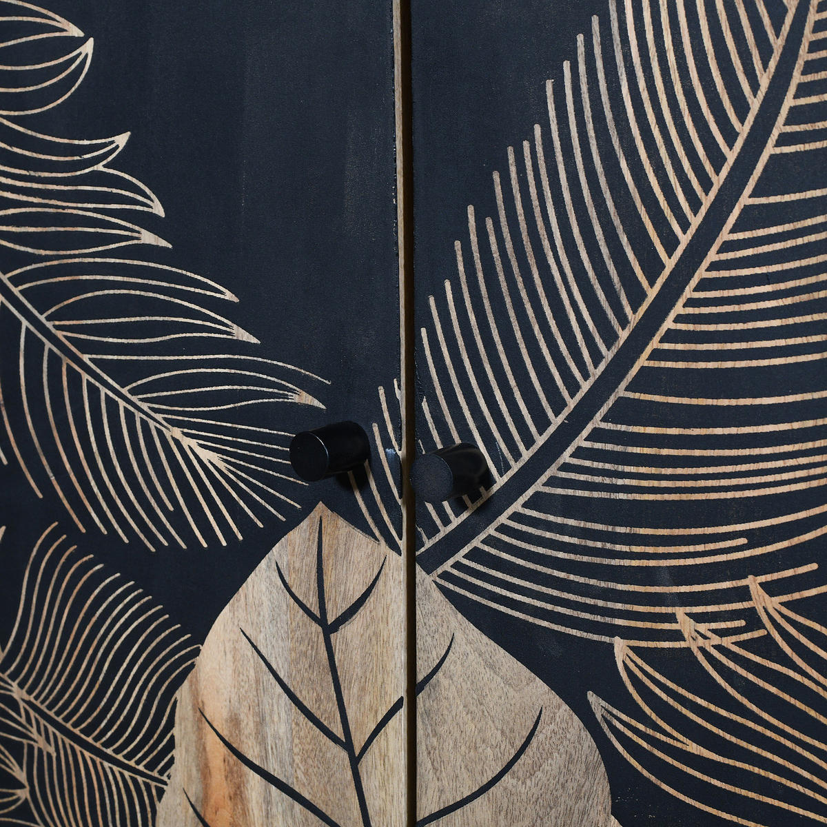 MASSIVE KOMMODE - Mango massiv - Mango / Schwarz - Schwarz/Braun, Holz/Metall (100/80/40cm) - home24