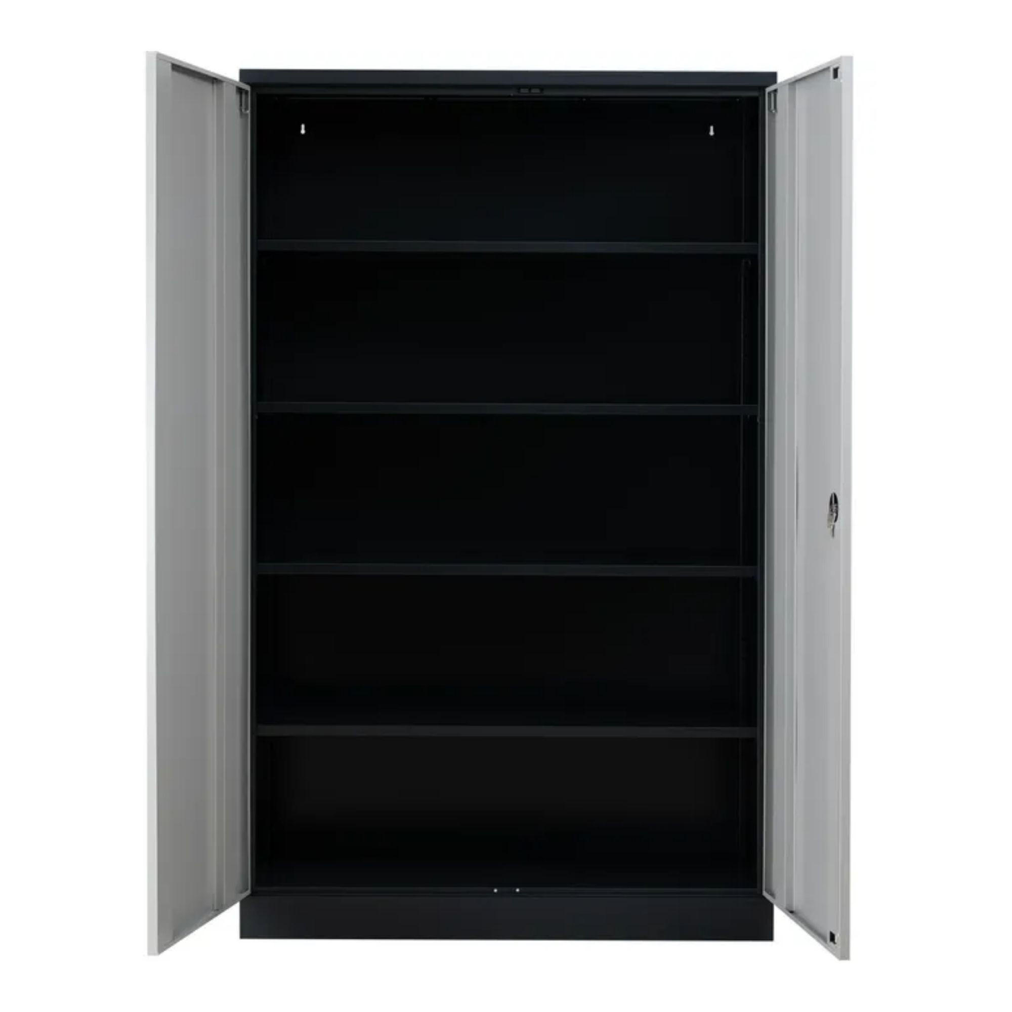 STAHLSCHRANK Bee mit 7 lackierten Fachböden 195x92x50 cm Korpusfarbe Anthrazit Frontfarbe Lichtgrau - Hellgrau, Metall (92/195/50cm)